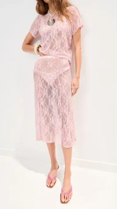 LE BOP Lace Skirt Pink M | Thumbnail 3 LE BOP Lace Skirt Pink M | Thumbnail 3