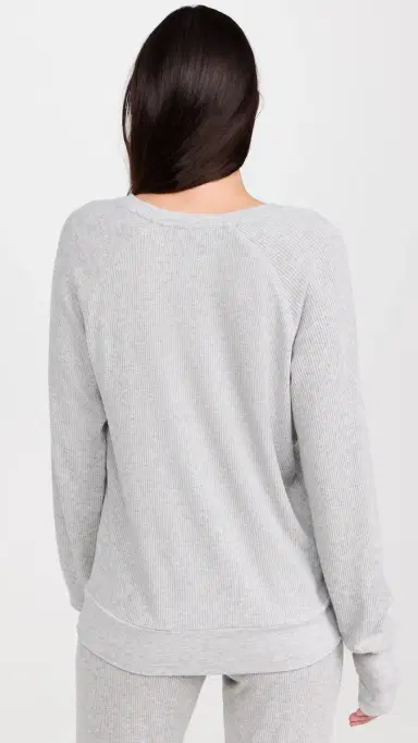 PJ Salvage Long Sleeve Textured Essentials Top Heather Grey | Thumbnail 3 PJ Salvage Long Sleeve Textured Essentials Top Heather Grey | Thumbnail 3