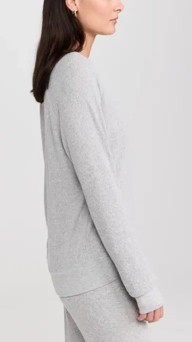 PJ Salvage Long Sleeve Textured Essentials Top Heather Grey | Thumbnail 4 PJ Salvage Long Sleeve Textured Essentials Top Heather Grey | Thumbnail 4