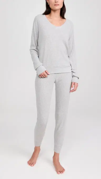 PJ Salvage Long Sleeve Textured Essentials Top Heather Grey | Thumbnail 5 PJ Salvage Long Sleeve Textured Essentials Top Heather Grey | Thumbnail 5