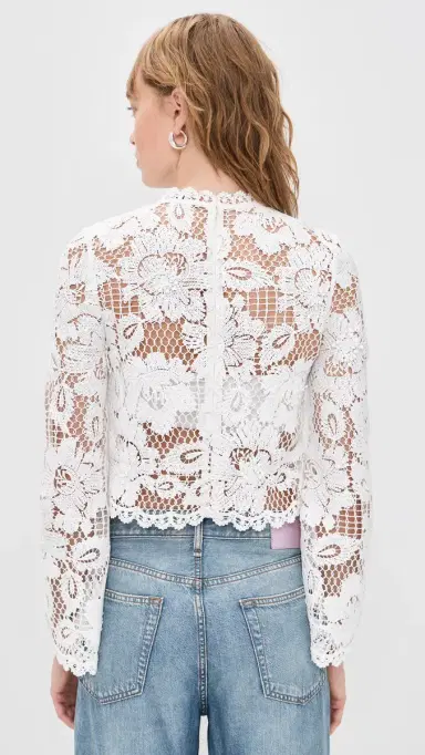 Self-Portrait Lace Top White | Thumbnail 3 Self-Portrait Lace Top White | Thumbnail 3