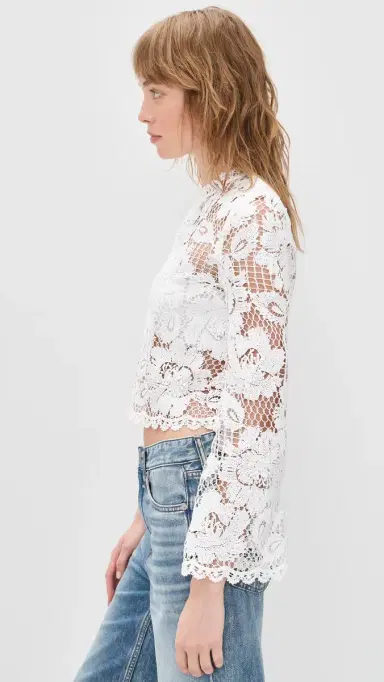 Self-Portrait Lace Top White | Thumbnail 4 Self-Portrait Lace Top White | Thumbnail 4