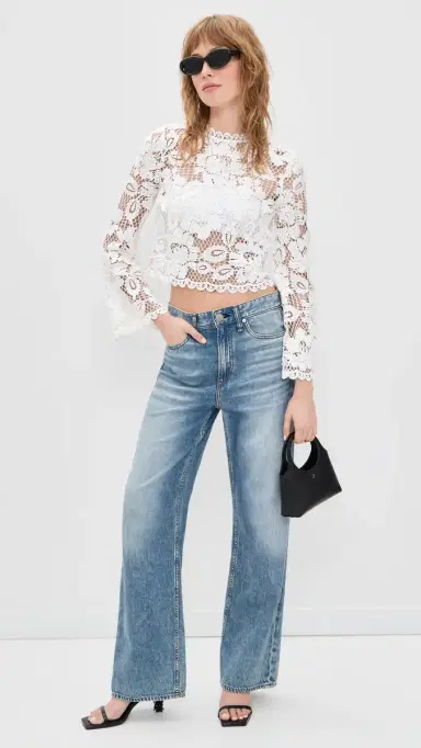 Self-Portrait Lace Top White | Thumbnail 5 Self-Portrait Lace Top White | Thumbnail 5