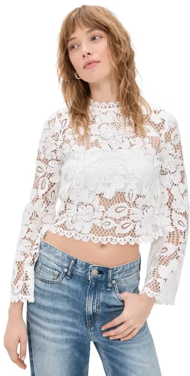 Self-Portrait Lace Top White | Thumbnail 1 Self-Portrait Lace Top White | Thumbnail 1