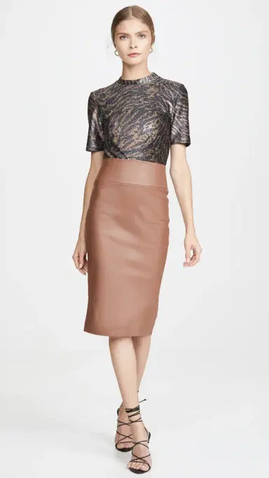 Sprwmn Leather Pencil Skirt Hazelnut | Thumbnail 5 Sprwmn Leather Pencil Skirt Hazelnut | Thumbnail 5