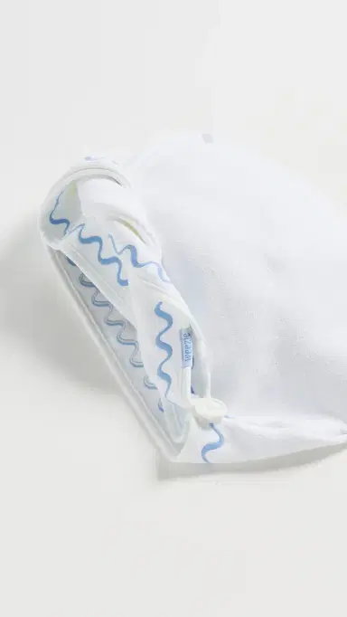 Weezie Wave Hair Towel French Blue Embroidered Wave One Size | Thumbnail 3 Weezie Wave Hair Towel French Blue Embroidered Wave One Size | Thumbnail 3