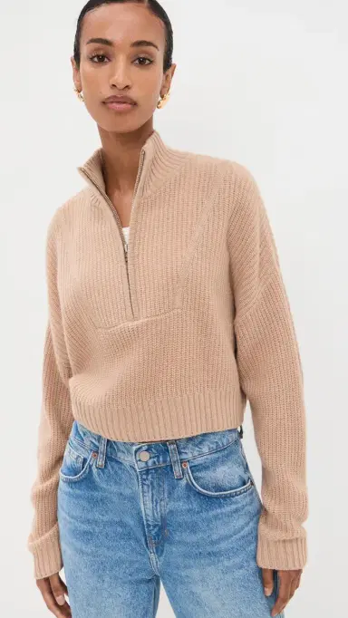 Staud Cropped Hampton Sweater Camel L | Thumbnail 2 Staud Cropped Hampton Sweater Camel L | Thumbnail 2