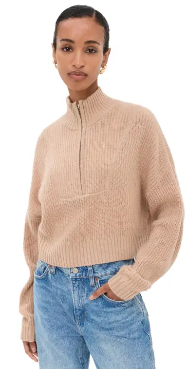 Staud Cropped Hampton Sweater Camel L | Thumbnail 1 Staud Cropped Hampton Sweater Camel L | Thumbnail 1