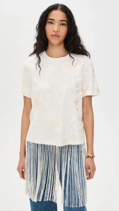 Sea Rafina Eyelet Embellished T-Shirt with Fringe White | Thumbnail 2 Sea Rafina Eyelet Embellished T-Shirt with Fringe White | Thumbnail 2