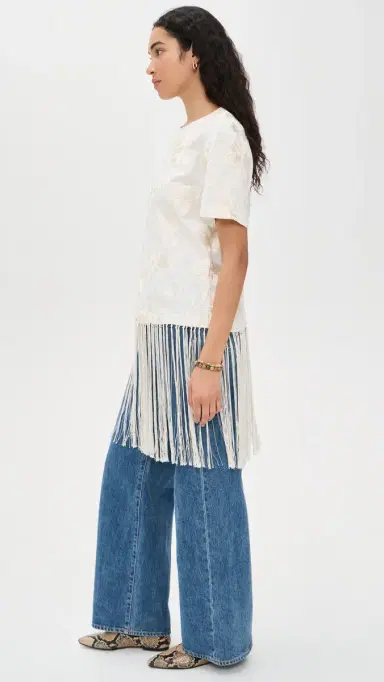 Sea Rafina Eyelet Embellished T-Shirt with Fringe White | Thumbnail 4 Sea Rafina Eyelet Embellished T-Shirt with Fringe White | Thumbnail 4