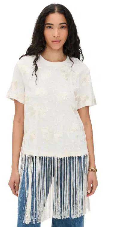 Sea Rafina Eyelet Embellished T-Shirt with Fringe White | Thumbnail 1 Sea Rafina Eyelet Embellished T-Shirt with Fringe White | Thumbnail 1