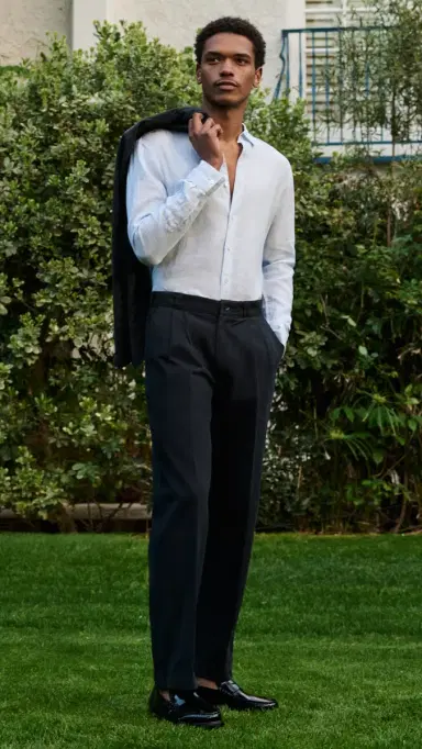 Knickerbocker Canal Pleated Twill Cotton Pants Navy | Thumbnail 2 Knickerbocker Canal Pleated Twill Cotton Pants Navy | Thumbnail 2