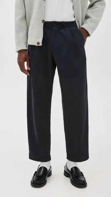 Knickerbocker Canal Pleated Twill Cotton Pants Navy | Thumbnail 3 Knickerbocker Canal Pleated Twill Cotton Pants Navy | Thumbnail 3