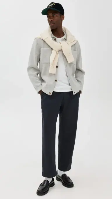 Knickerbocker Canal Pleated Twill Cotton Pants Navy | Thumbnail 5 Knickerbocker Canal Pleated Twill Cotton Pants Navy | Thumbnail 5