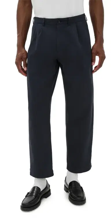 Knickerbocker Canal Pleated Twill Cotton Pants Navy | Thumbnail 1 Knickerbocker Canal Pleated Twill Cotton Pants Navy | Thumbnail 1