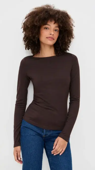 Renggli Long Sleeve Boatneck Tee Chocolate | Thumbnail 2 Renggli Long Sleeve Boatneck Tee Chocolate | Thumbnail 2