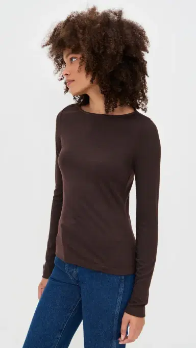 Renggli Long Sleeve Boatneck Tee Chocolate | Thumbnail 4 Renggli Long Sleeve Boatneck Tee Chocolate | Thumbnail 4
