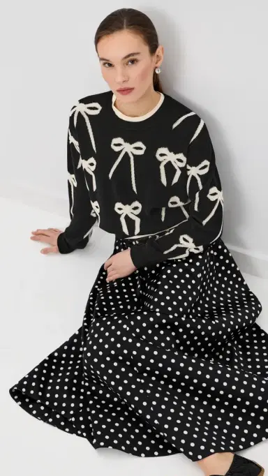 Marc Jacobs Bow Jacquard Sweater Black/White | Thumbnail 2 Marc Jacobs Bow Jacquard Sweater Black/White | Thumbnail 2