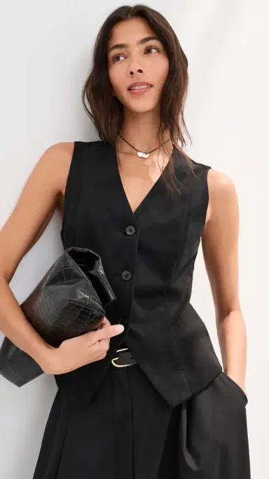 LE BOP Lottie Faux Suede Vest Black | Thumbnail 2 LE BOP Lottie Faux Suede Vest Black | Thumbnail 2