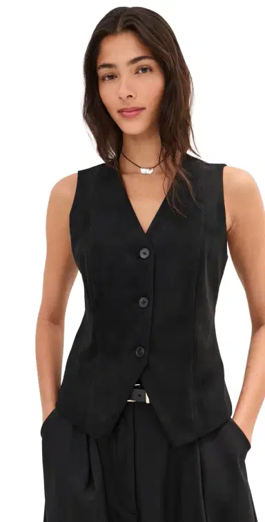 LE BOP Lottie Faux Suede Vest Black | Thumbnail 1 LE BOP Lottie Faux Suede Vest Black | Thumbnail 1