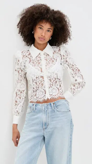 L'AGENCE Anita Lace Button Up Blouse | Thumbnail 2 L'AGENCE Anita Lace Button Up Blouse | Thumbnail 2