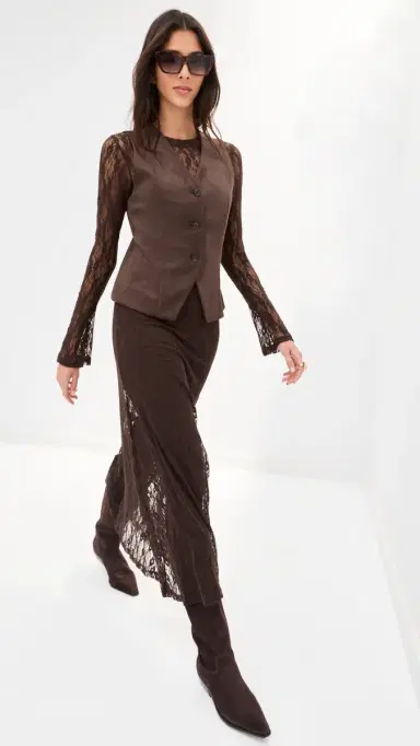 LE BOP Lottie Faux Suede Vest Coffee | Thumbnail 5 LE BOP Lottie Faux Suede Vest Coffee | Thumbnail 5