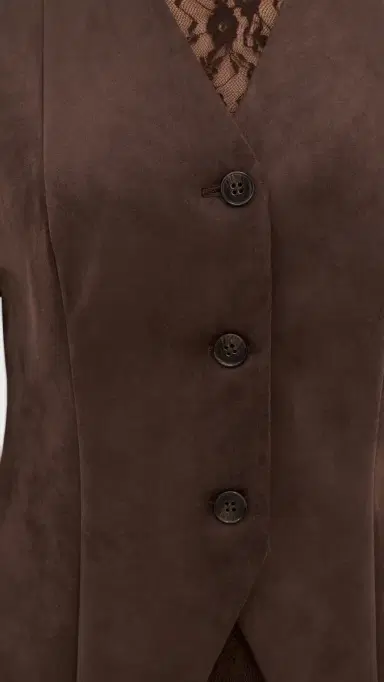 LE BOP Lottie Faux Suede Vest Coffee | Thumbnail 6 LE BOP Lottie Faux Suede Vest Coffee | Thumbnail 6