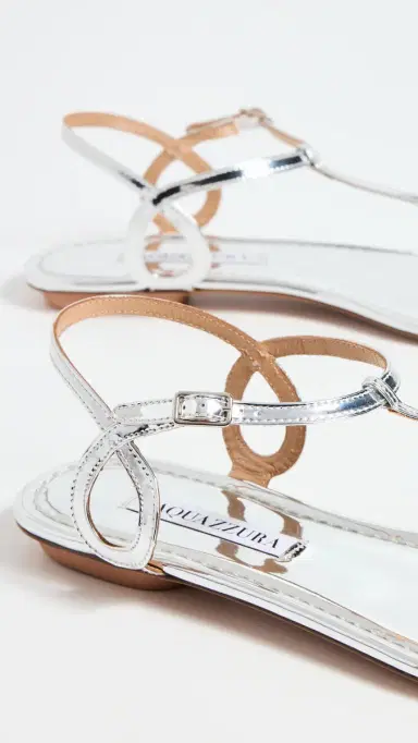 Aquazzura Almost Bare Sandal Flats Silver 38 | Thumbnail 5 Aquazzura Almost Bare Sandal Flats Silver 38 | Thumbnail 5