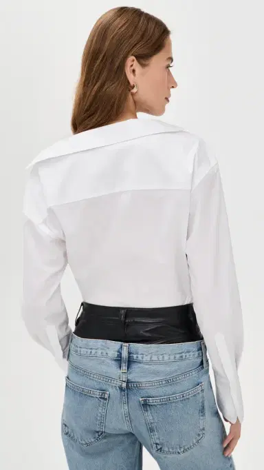 Good American Off Shoulder Poplin Thong Bodysuit White001 | Thumbnail 3 Good American Off Shoulder Poplin Thong Bodysuit White001 | Thumbnail 3