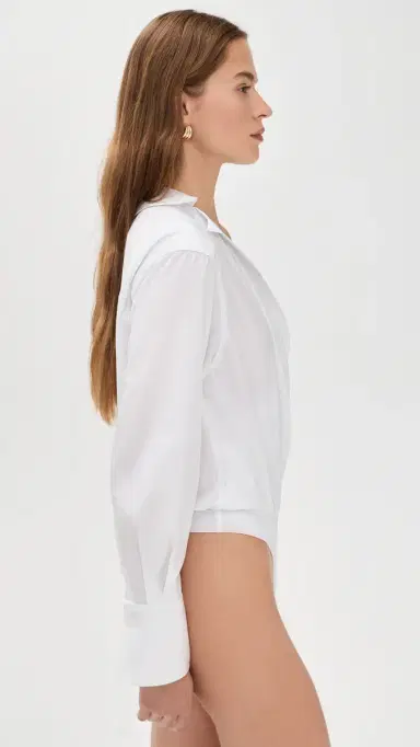 Good American Off Shoulder Poplin Thong Bodysuit White001 | Thumbnail 4 Good American Off Shoulder Poplin Thong Bodysuit White001 | Thumbnail 4