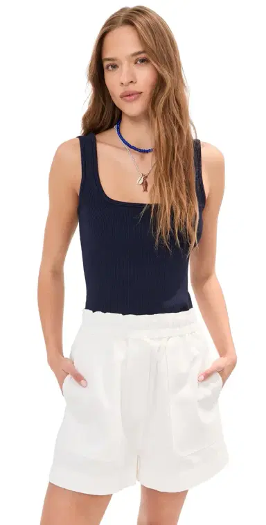 LE BOP Lucie Ringer Cropped Tank Navy | Thumbnail 1 LE BOP Lucie Ringer Cropped Tank Navy | Thumbnail 1