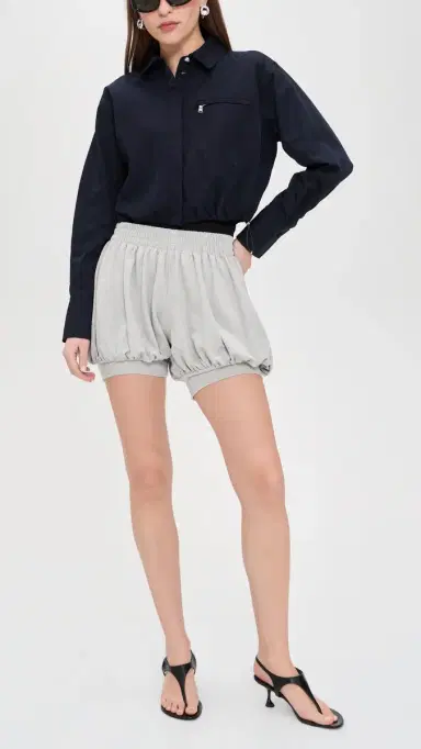 Norma Kamali Boyfriend Bubble horts Light Heather Grey | Thumbnail 5 Norma Kamali Boyfriend Bubble horts Light Heather Grey | Thumbnail 5