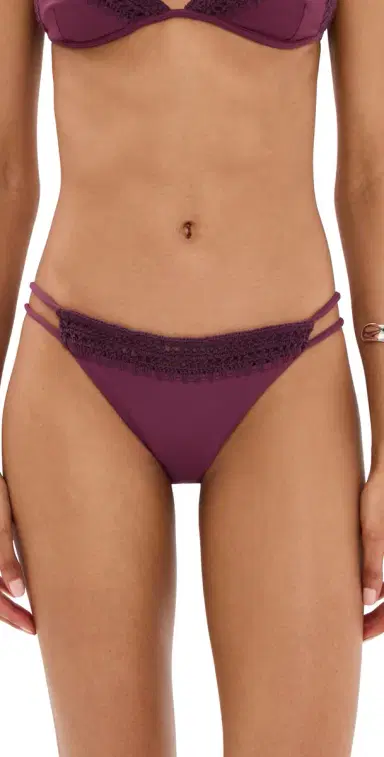 Leslie Amon Garis Trim Bikini Bottoms Deep Red M | Thumbnail 1 Leslie Amon Garis Trim Bikini Bottoms Deep Red M | Thumbnail 1