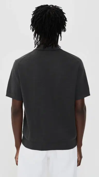 Madewell Cotton lub Short Sleeve Johnny Collar Polo Coal | Thumbnail 3 Madewell Cotton lub Short Sleeve Johnny Collar Polo Coal | Thumbnail 3