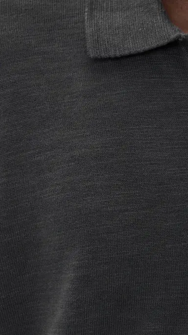 Madewell Cotton lub Short Sleeve Johnny Collar Polo Coal | Thumbnail 6 Madewell Cotton lub Short Sleeve Johnny Collar Polo Coal | Thumbnail 6