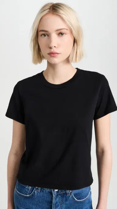 perfectwhitetee Springsteen Supima Cotton Baby Tee True Black | Thumbnail 2 perfectwhitetee Springsteen Supima Cotton Baby Tee True Black | Thumbnail 2