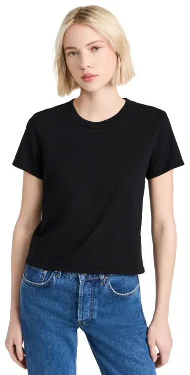 perfectwhitetee Springsteen Supima Cotton Baby Tee True Black | Thumbnail 1 perfectwhitetee Springsteen Supima Cotton Baby Tee True Black | Thumbnail 1
