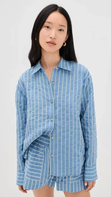 La Ligne Oversized Button Down hirt Chambray tripe | Thumbnail 2 La Ligne Oversized Button Down hirt Chambray tripe | Thumbnail 2