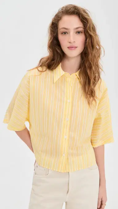 AGOLDE Merrin Shirt Wirrel tripe/Lemon Drop/Cream | Thumbnail 2 AGOLDE Merrin Shirt Wirrel tripe/Lemon Drop/Cream | Thumbnail 2