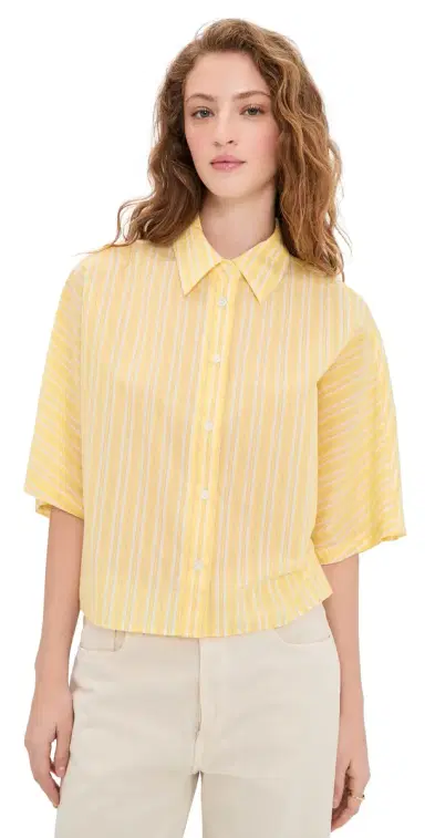 AGOLDE Merrin Shirt Wirrel tripe/Lemon Drop/Cream | Thumbnail 1 AGOLDE Merrin Shirt Wirrel tripe/Lemon Drop/Cream | Thumbnail 1