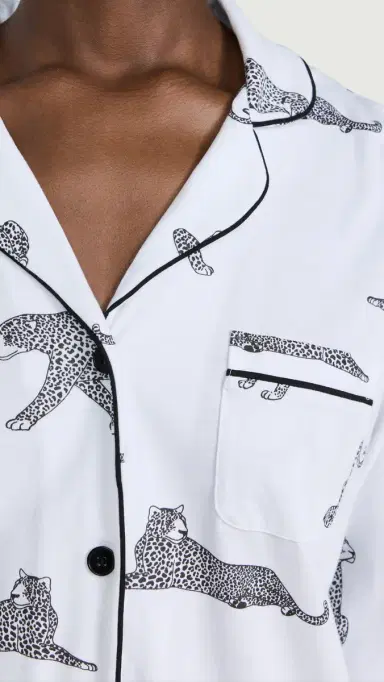 Petite Plume Luxe Pima Cotton Panthère de Paris Short Set White Black S | Thumbnail 6 Petite Plume Luxe Pima Cotton Panthère de Paris Short Set White Black S | Thumbnail 6