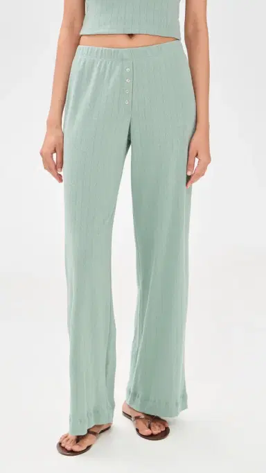 Leset Pointelle Boxer Pants Eucalyptus | Thumbnail 2 Leset Pointelle Boxer Pants Eucalyptus | Thumbnail 2