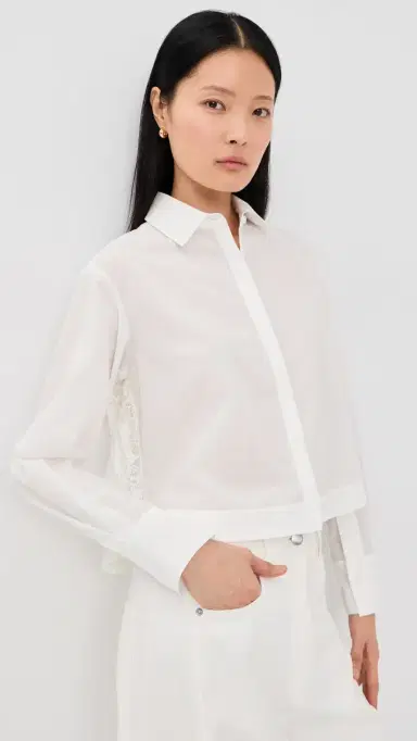 Simkhai Kacey Lace Button Down Ivory | Thumbnail 2 Simkhai Kacey Lace Button Down Ivory | Thumbnail 2