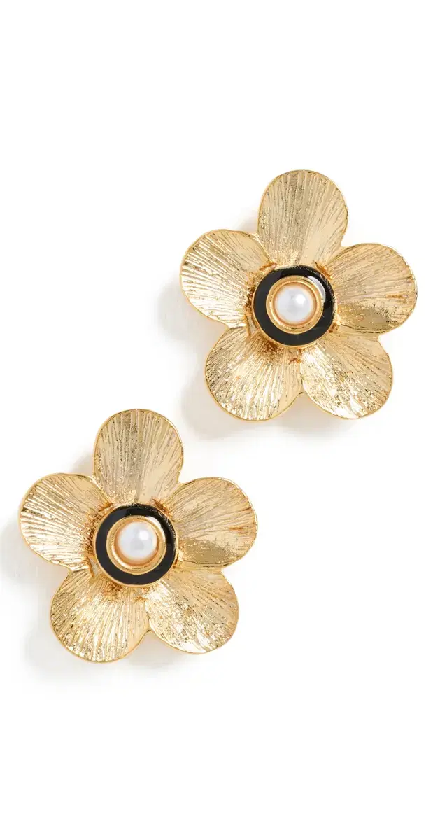 Gold Flower Pierced Earrings Pearl One Size Gold Flower Pierced Earrings Pearl One Size