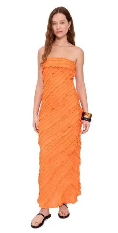 endless rose trapless Ruffled Maxi Dress Orange | Thumbnail 1 endless rose trapless Ruffled Maxi Dress Orange | Thumbnail 1