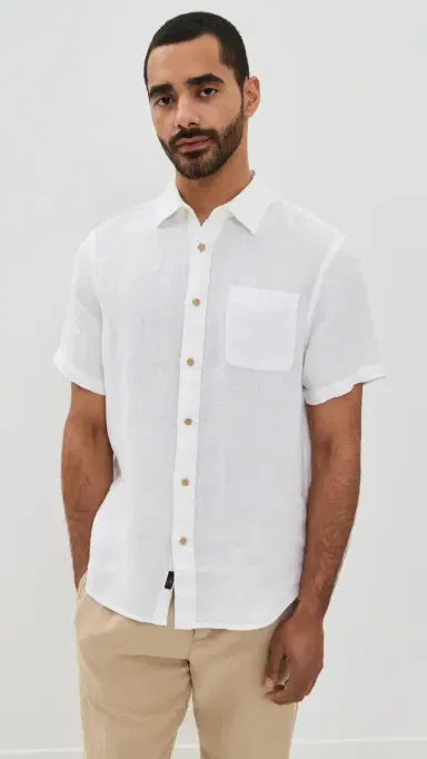 Faherty Palma Basketweave Linen Shirt White | Thumbnail 2 Faherty Palma Basketweave Linen Shirt White | Thumbnail 2
