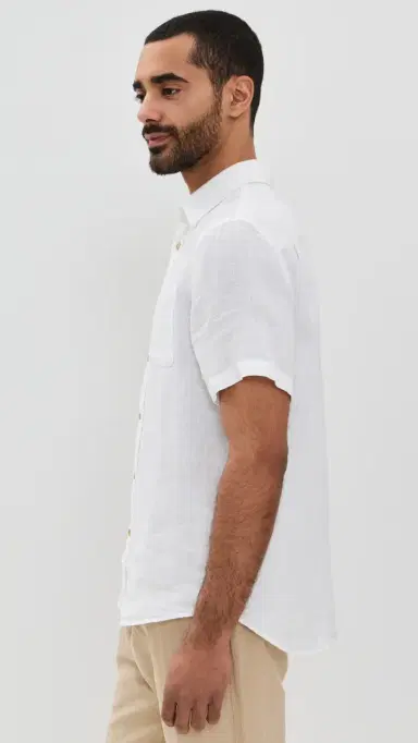 Faherty Palma Basketweave Linen Shirt White | Thumbnail 4 Faherty Palma Basketweave Linen Shirt White | Thumbnail 4