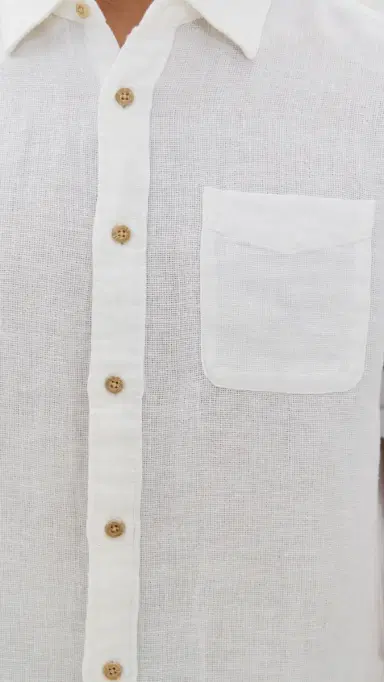 Faherty Palma Basketweave Linen Shirt White | Thumbnail 6 Faherty Palma Basketweave Linen Shirt White | Thumbnail 6