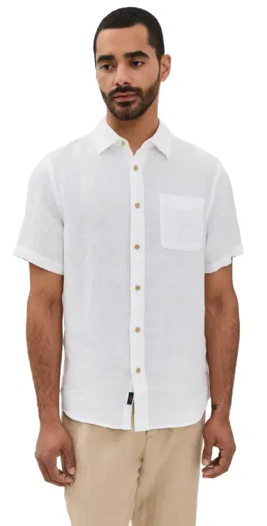 Faherty Palma Basketweave Linen Shirt White | Thumbnail 1 Faherty Palma Basketweave Linen Shirt White | Thumbnail 1