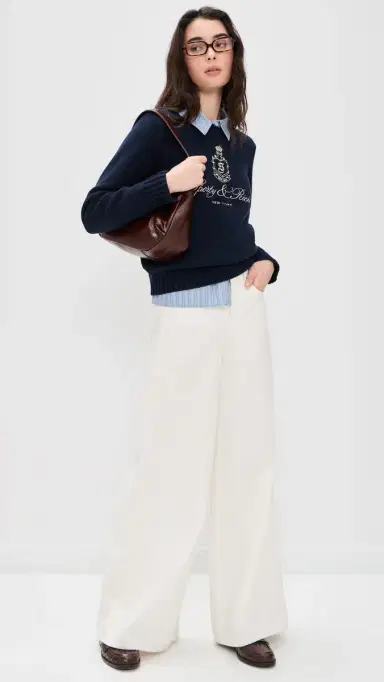 Sporty & Rich Vendome Knitted Sweater Dark Navy | Thumbnail 5 Sporty & Rich Vendome Knitted Sweater Dark Navy | Thumbnail 5